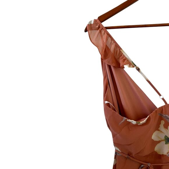 Lulu's NEW All Mine Rusty Rose Floral Print Wrap Dress Size L - Picture 9 of 15